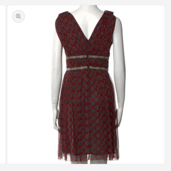 Isabel Marant Red and Gray Patterned Silk Midi Dress - Picture 3 of 3
